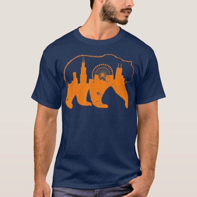 Chicago City Apparel Downtown Walking Bear Gift T-Shirt (Front)