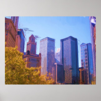 Chicago City Fall Signed Poster