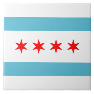 Chicago city flag ceramic tile