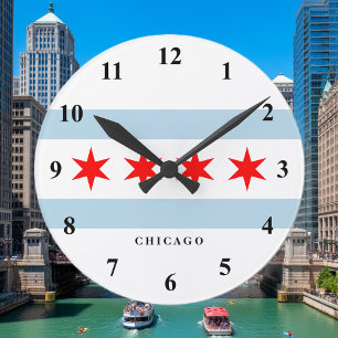Chicago city flag custom round wall clock