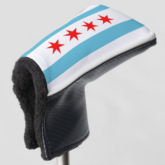 Chicago city flag golf head cover (3/4 Front)
