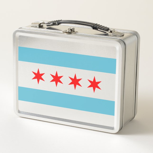 Chicago city flag metal lunch box (Front)