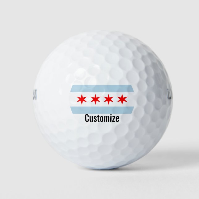 Chicago city flag personalised golf ball set gift (Front)