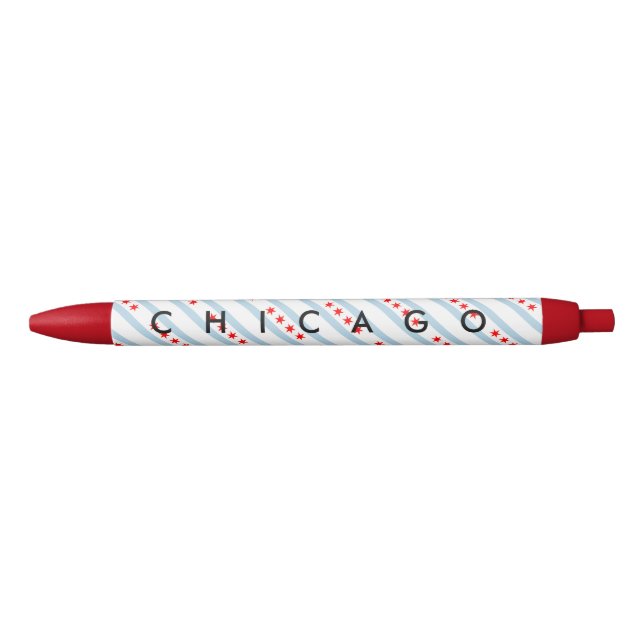 Chicago city flag personalised with custom text blue ink pen (Front)