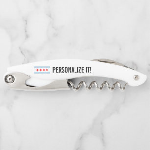 Chicago city flag personalized foldable corkscrew