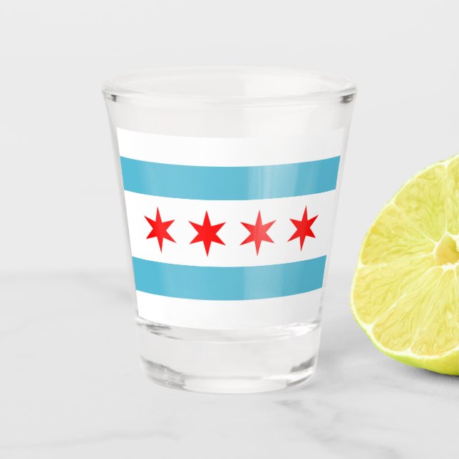 Chicago city flag shot glass (Front)