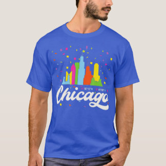 Chicago City  Illinois Skyline USA American Flag  T-Shirt