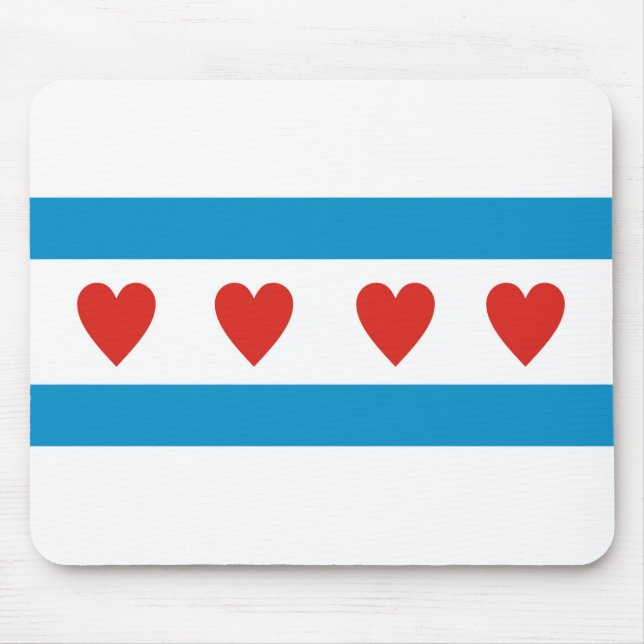 chicago city love flag hearts usa united states am mouse pad (Front)