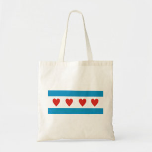 chicago city love flag hearts usa united states am tote bag
