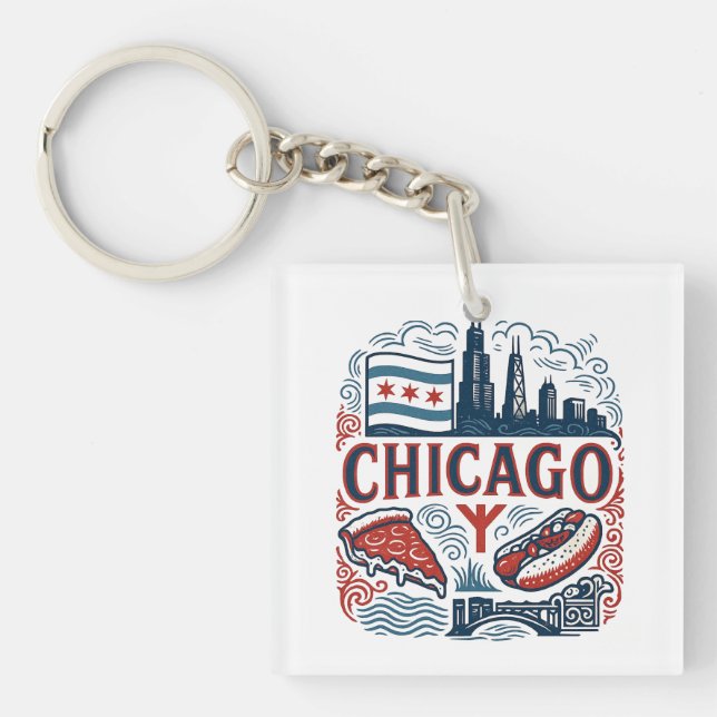 Chicago city pride key ring (Front)