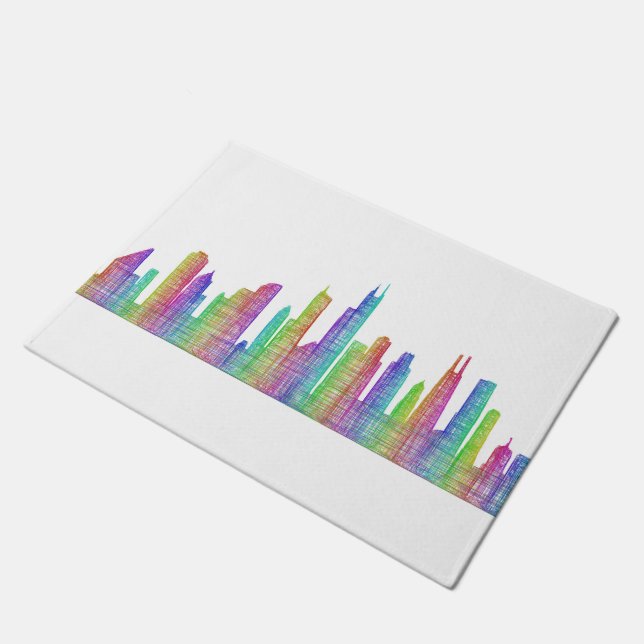 Chicago city skyline doormat (Angled)