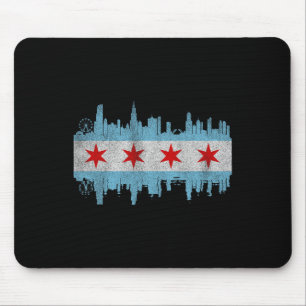 Chicago City Skyline Flag - Vintage Chicago City D Mouse Pad