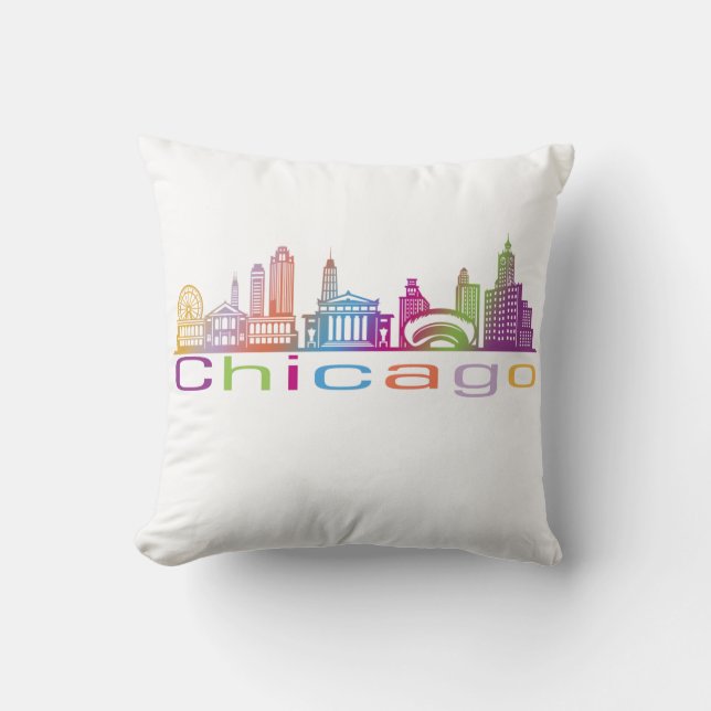 Chicago City Skyline Typography Hoodie Cushion (Front)