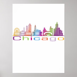 Chicago City Skyline Typography Hoodie Poster