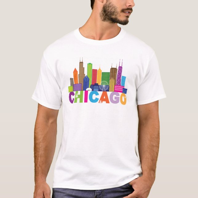 Chicago City Skyline Typography T-Shirt (Front)
