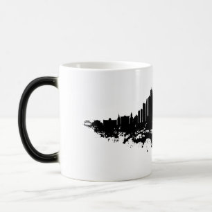 Chicago City Skyline Watercolor Black and White Magic Mug