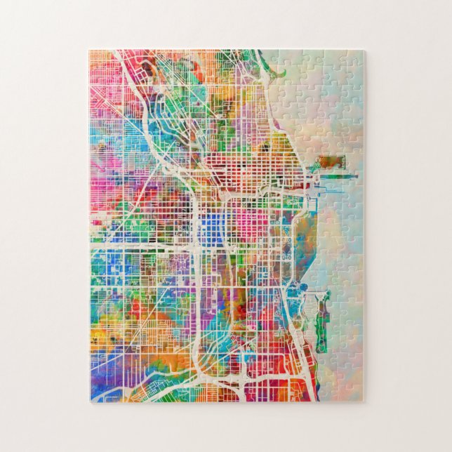 Chicago City Street Map Jigsaw Puzzle (Vertical)