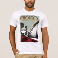 Chicago City vintage auto travel poster