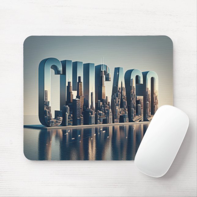 Chicago City Water Reflection Mouse Pad (With Mouse)
