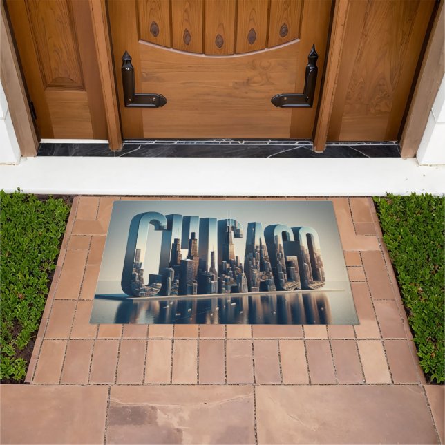 Chicago City With Water Reflection Doormat (Outdoor)