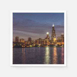 Chicago Cityscape Night Napkin