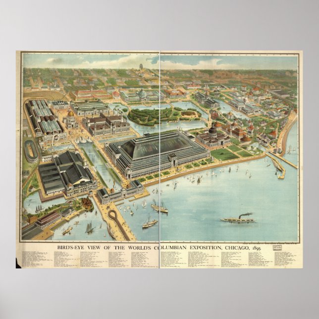 Chicago Columbian Exhibit 1893 Panoramic Map Poster (Front)