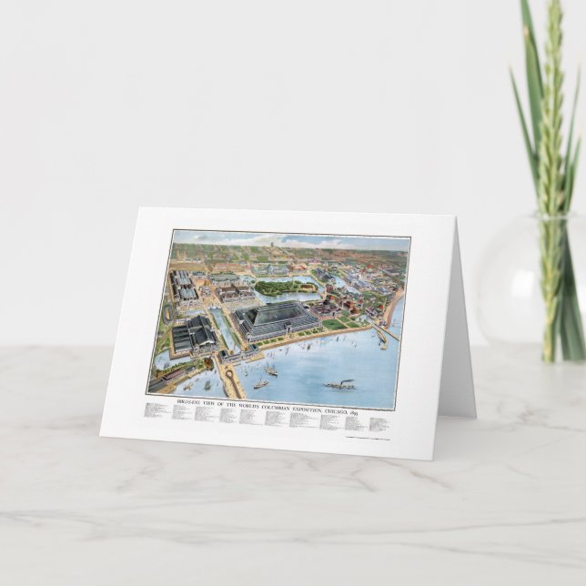 Chicago Columbian Expo, IL Panoramic Map - 1893 Card (Front)