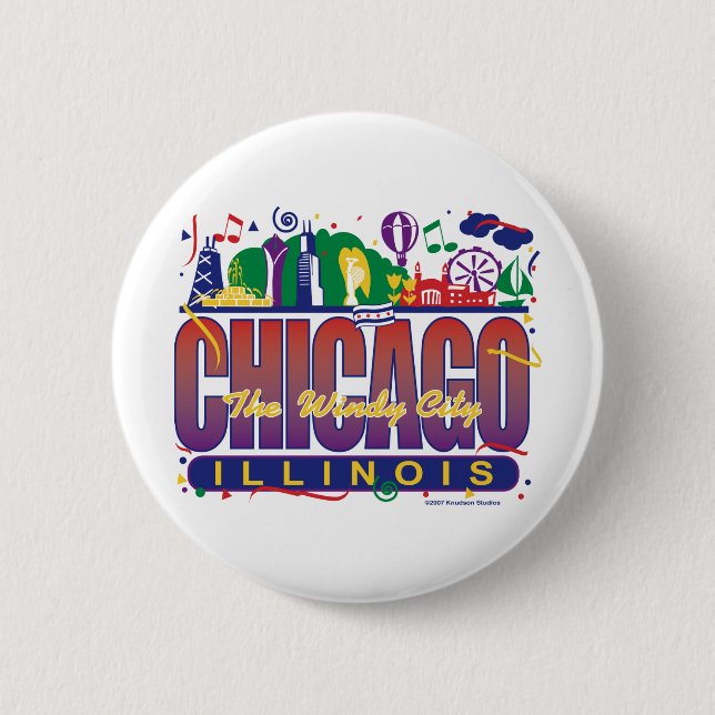 Chicago-Confetti 6 Cm Round Badge (Front)
