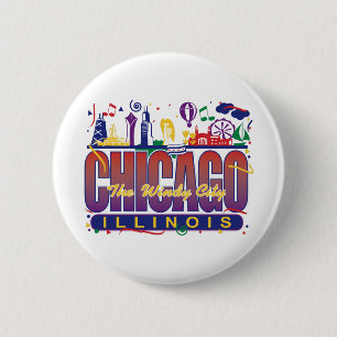 Chicago Confetti 6 Cm Round Badge