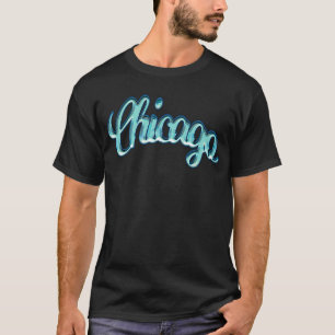 Chicago Cool Blue Lettering Style T-Shirt