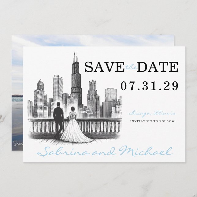 Chicago Couple Save The Date (Front/Back)
