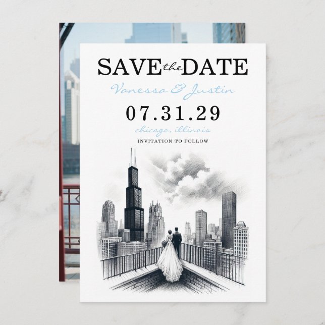 Chicago Couple Save The Date (Front/Back)