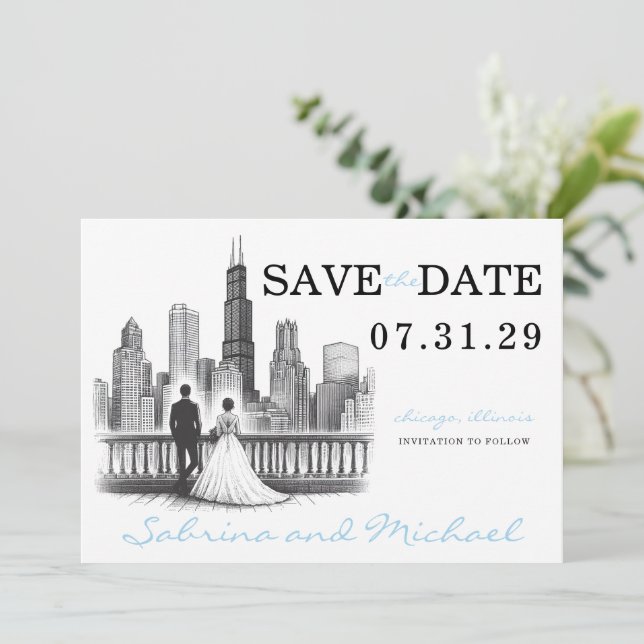 Chicago Couple Save The Date (Standing Front)