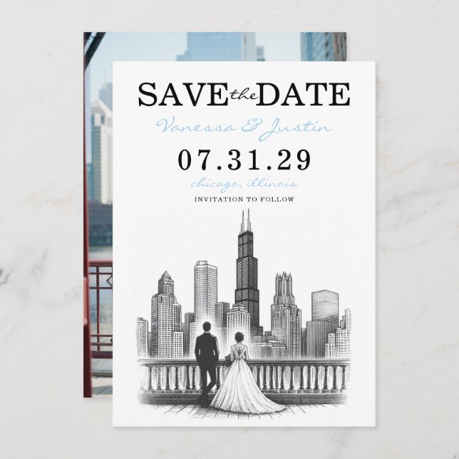Chicago Couple Save The Date (Front/Back)