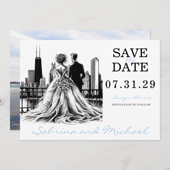 Chicago Couple Save The Date (Front/Back)