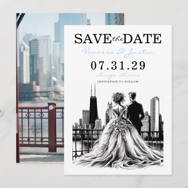 Chicago Couple Save The Date (Front/Back)