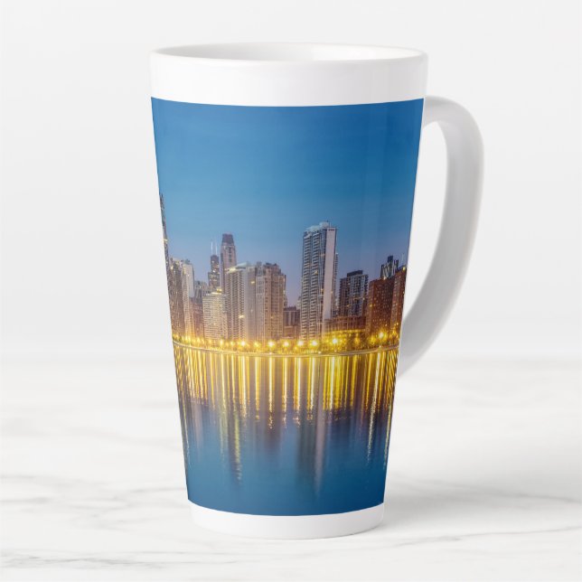 Chicago Dawn Cityscape Latte Mug (Right Angle)