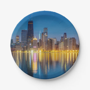 Chicago Dawn Cityscape Paper Plate