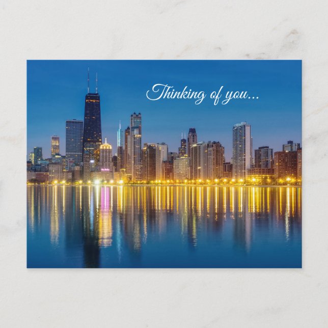 Chicago Dawn Cityscape Thinking Of You Postcard (Front)