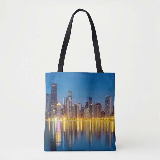 Chicago Dawn Cityscape Tote Bag (Front)