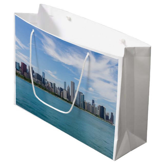 Chicago Day Cityscape Large Gift Bag (Front Angled)