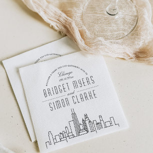 Chicago Deco Skyline   Wedding Event Napkins