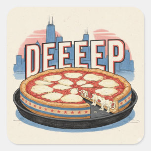 Chicago Deeeeep Dish Square Sticker