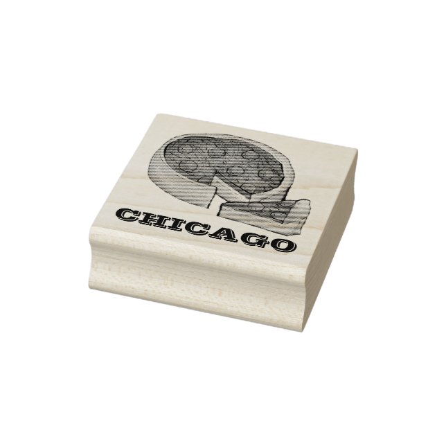 Chicago Deep Dish Pepperoni Cheese Pizza Pie Slice Rubber Stamp (Stamp)