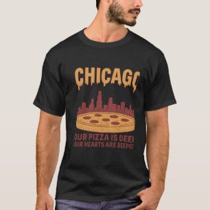 Chicago Deep Dish Pizza City Pride Skyline Maroon T-Shirt