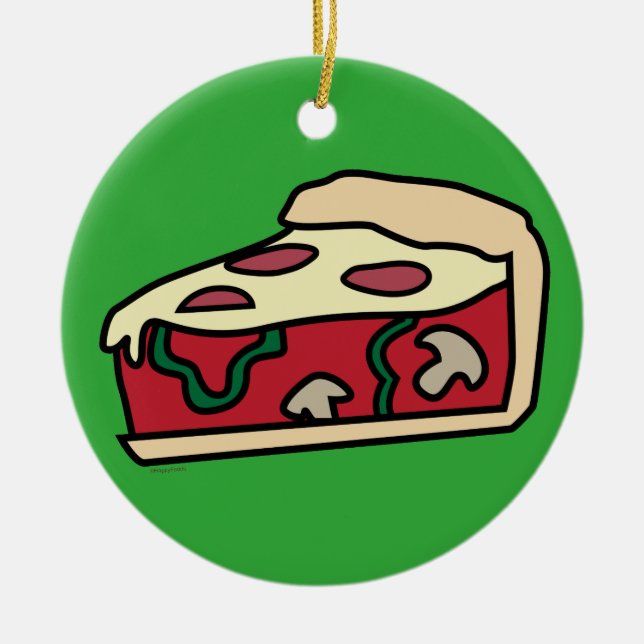 Chicago Deep Dish Style Pizza Ceramic Tree Decoration (Front)