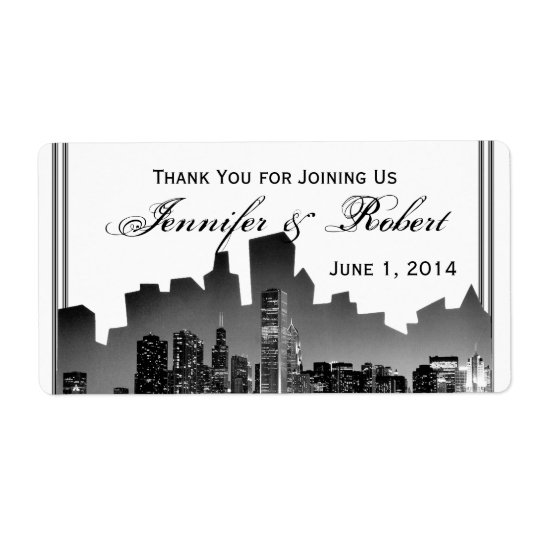 Chicago Destination Wedding Water Bottle Label Shipping Label