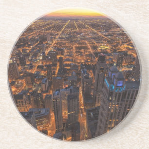 Chicago downtown at sunset coaster
