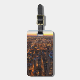 Chicago downtown at sunset luggage tag
