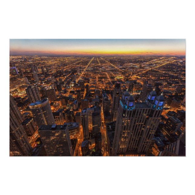 Chicago downtown at sunset poster (Front)